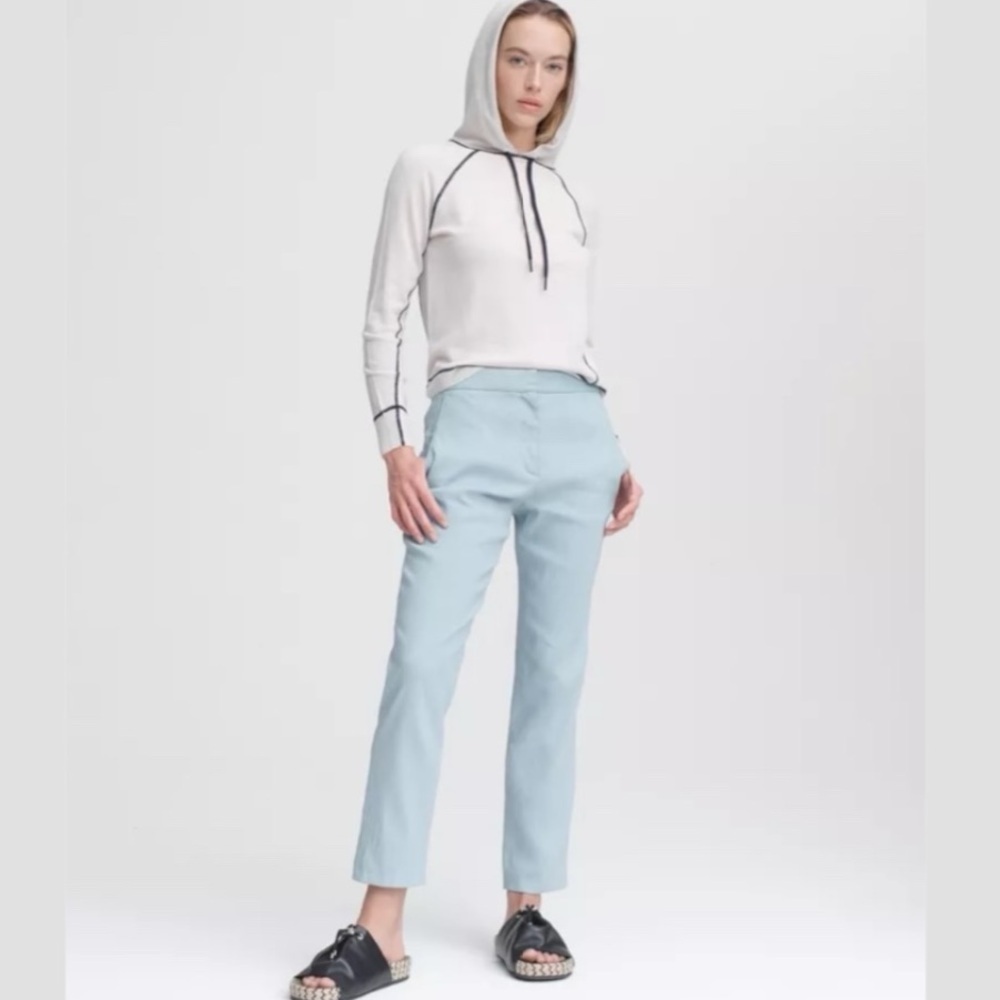 rag & bone Chic Poppy blue cool comfort Tab Blue Stretch Linen Blend Ankle Pants